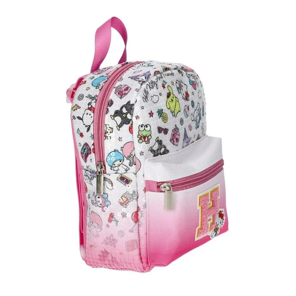 Hello Kitty and Friends Girls Mini 9”Backpack Pink Clear Sparkle Sequins